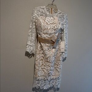Elegant Lace Dress with Belt